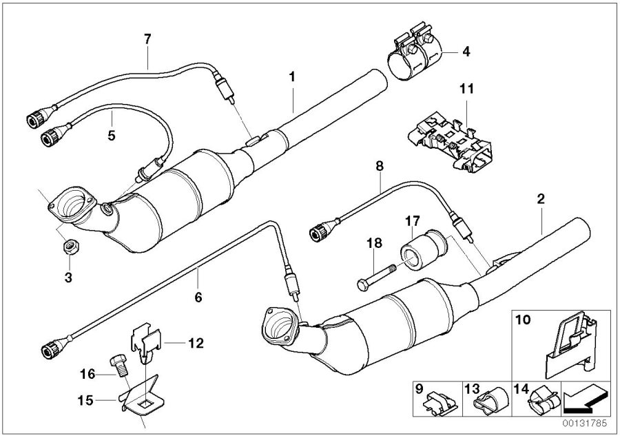 BMW X5 Rp exhaust pipe cat.conv.cylinder 1-4. Zyl.1-4 - 18307535298