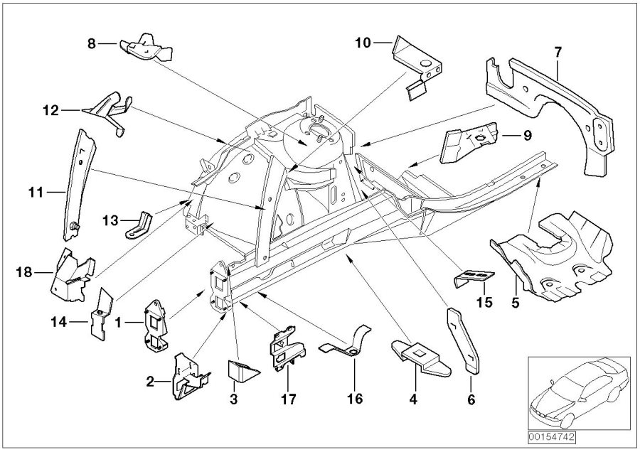 2003 BMW Bracket side panel right. Body, front, trim, maintenance