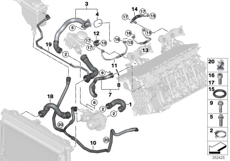 BMW 335i Hose, thermostat-coolant pump. Coupé, Cooling, System